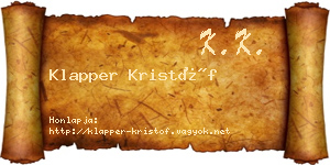 Klapper Kristóf névjegykártya